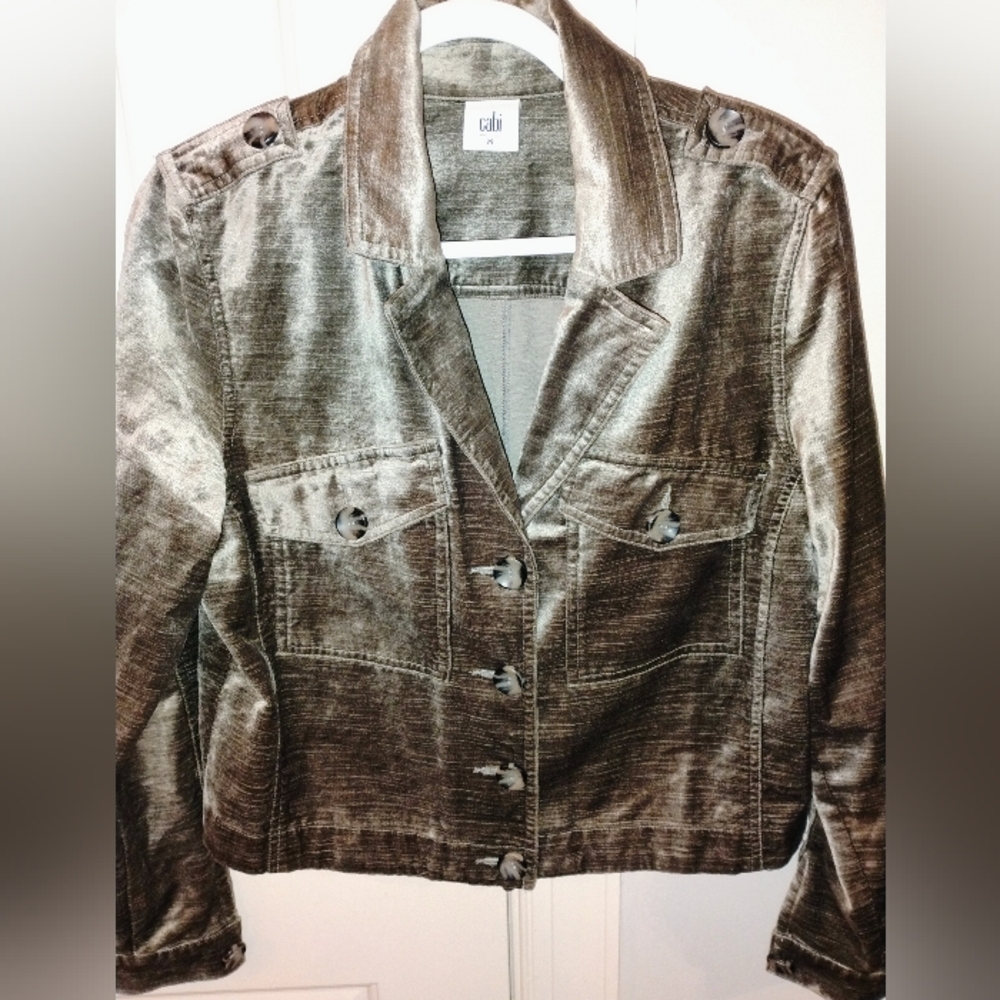 Cabi Velvet Women’s Grey/Taupe  Jean Jacket Doze Medium - Picture 6 of 6